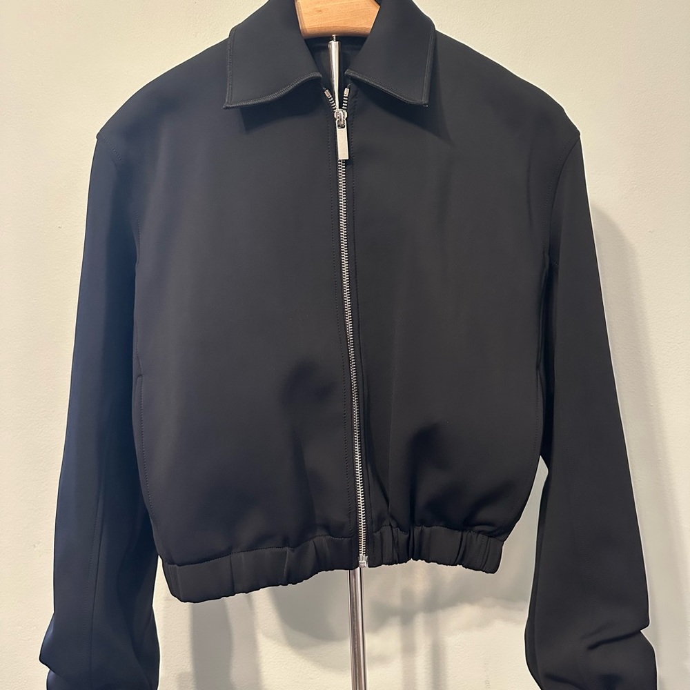 Helmut Lang Black Minimal Jacket with Label Detail
